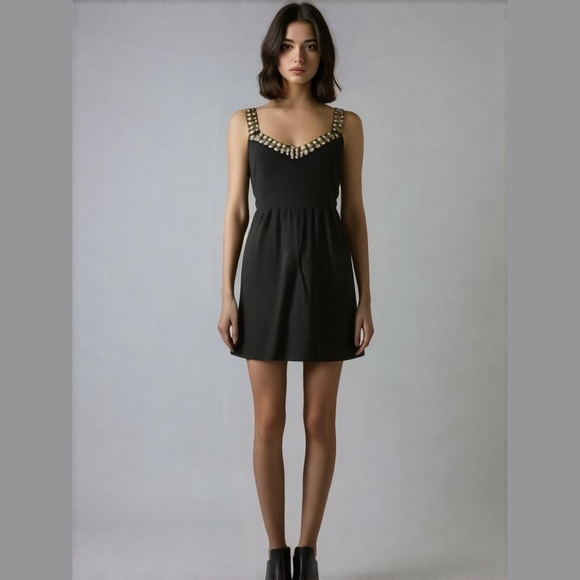Michael Kors Black Vintage Sleeveless Dress with Stud Accents - Picture 1 of 6